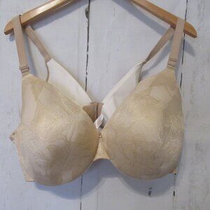 Cacique Bra 44D Beige Tan Lightly Lined Full Coverage Underwire Plus Size